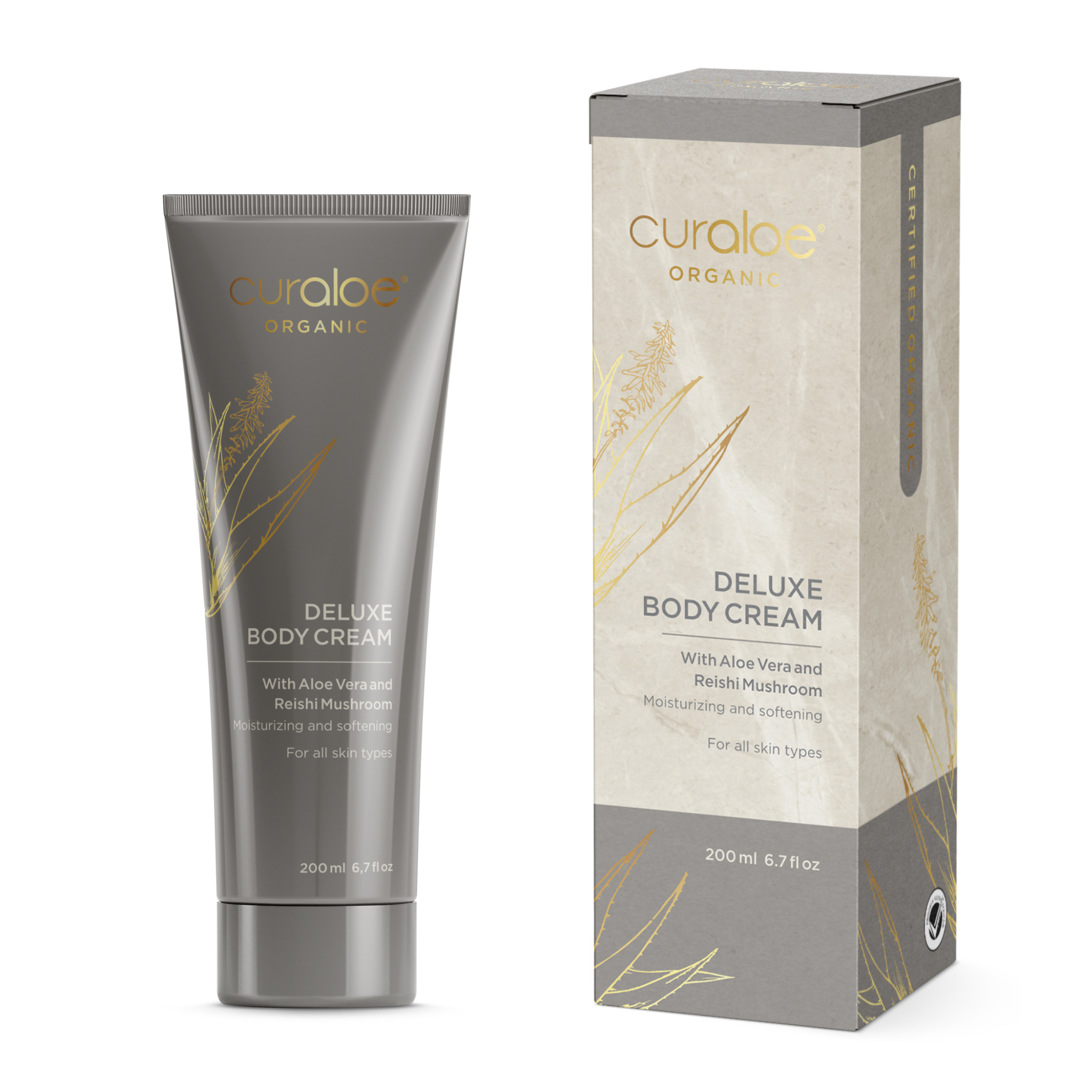 Deluxe Body Cream Organic - 67% Aloe Vera and Reishi Mushroom