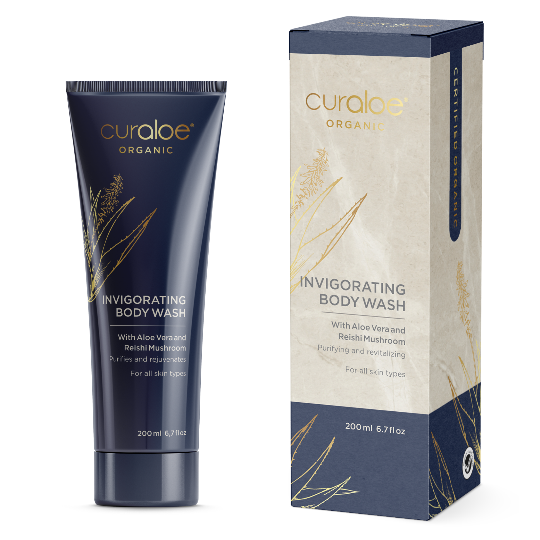 Invigorating Body Wash Organic - 81% Aloe Vera and Reishi Mushroom
